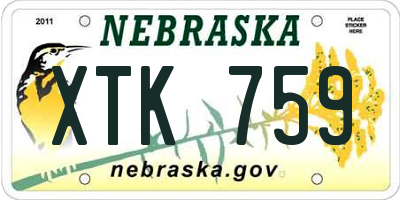 NE license plate XTK759