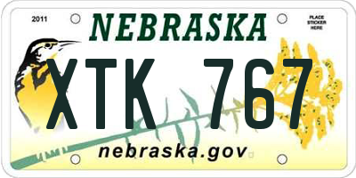 NE license plate XTK767