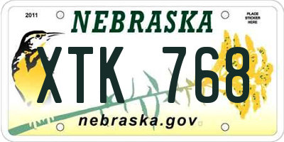 NE license plate XTK768