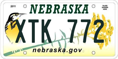 NE license plate XTK772