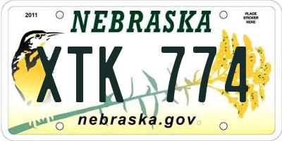 NE license plate XTK774