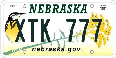 NE license plate XTK777