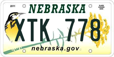 NE license plate XTK778