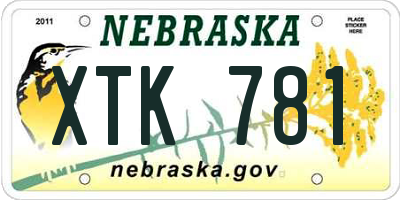 NE license plate XTK781