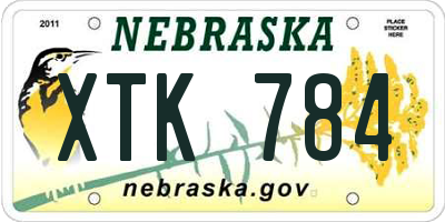 NE license plate XTK784