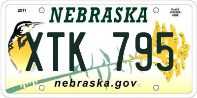 NE license plate XTK795