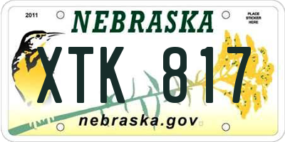 NE license plate XTK817