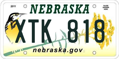 NE license plate XTK818