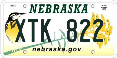 NE license plate XTK822