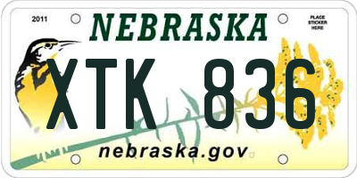 NE license plate XTK836