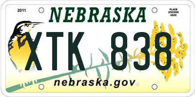 NE license plate XTK838
