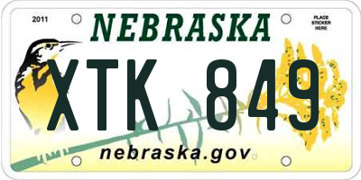 NE license plate XTK849