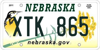NE license plate XTK865