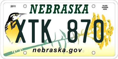 NE license plate XTK870