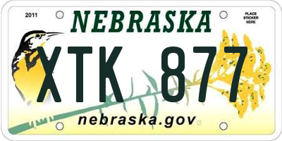 NE license plate XTK877