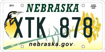 NE license plate XTK878