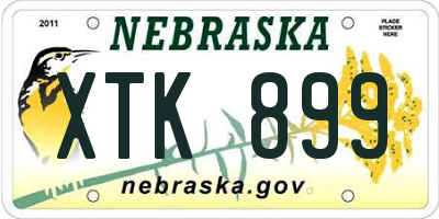 NE license plate XTK899