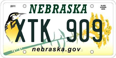 NE license plate XTK909