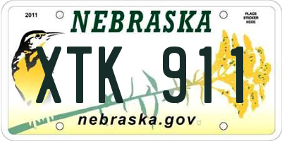 NE license plate XTK911