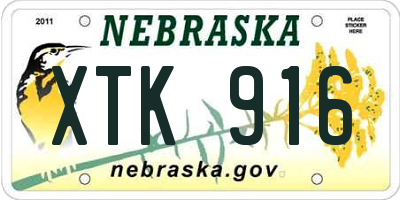 NE license plate XTK916