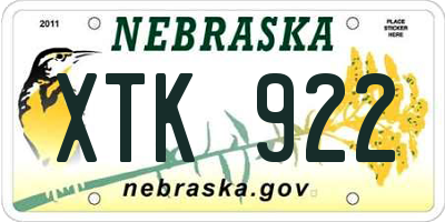 NE license plate XTK922