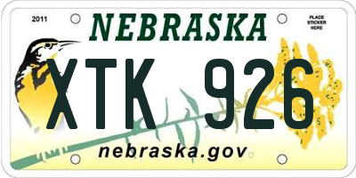 NE license plate XTK926