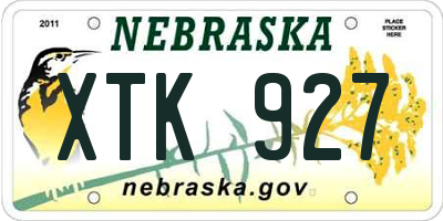 NE license plate XTK927