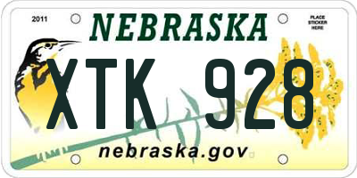 NE license plate XTK928