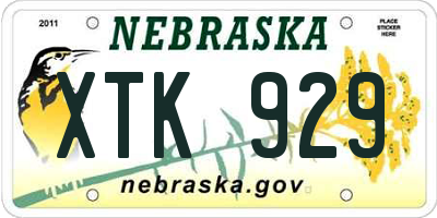 NE license plate XTK929