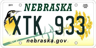 NE license plate XTK933