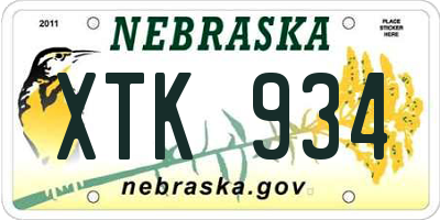 NE license plate XTK934