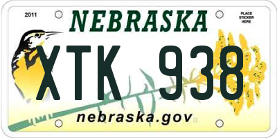 NE license plate XTK938