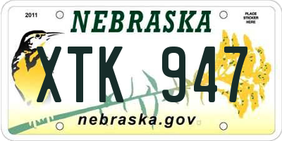NE license plate XTK947
