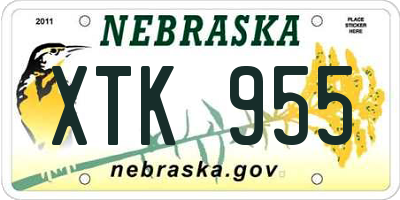NE license plate XTK955