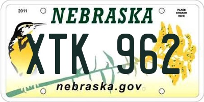 NE license plate XTK962