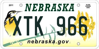 NE license plate XTK966