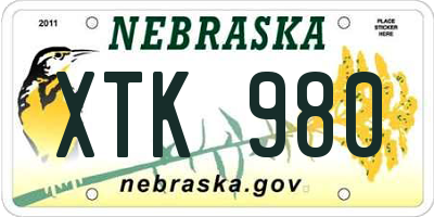 NE license plate XTK980
