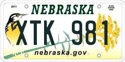 NE license plate XTK981
