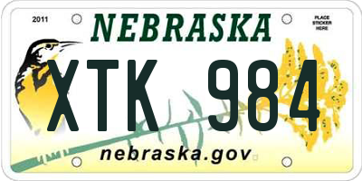 NE license plate XTK984