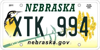 NE license plate XTK994