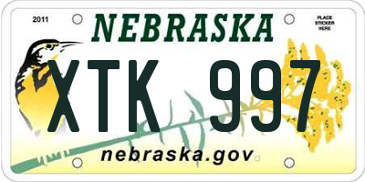 NE license plate XTK997