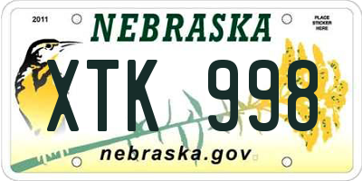 NE license plate XTK998