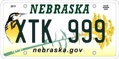 NE license plate XTK999