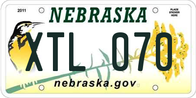 NE license plate XTL070
