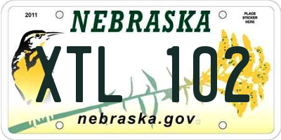 NE license plate XTL102