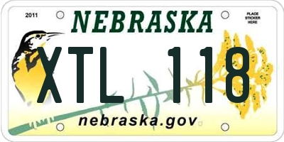 NE license plate XTL118