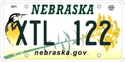 NE license plate XTL122