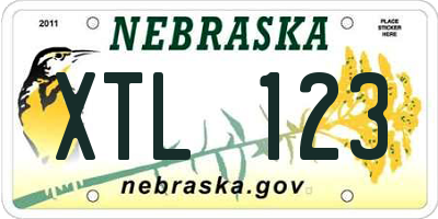 NE license plate XTL123