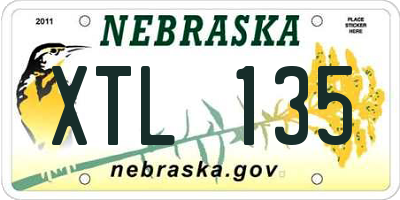 NE license plate XTL135