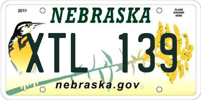 NE license plate XTL139